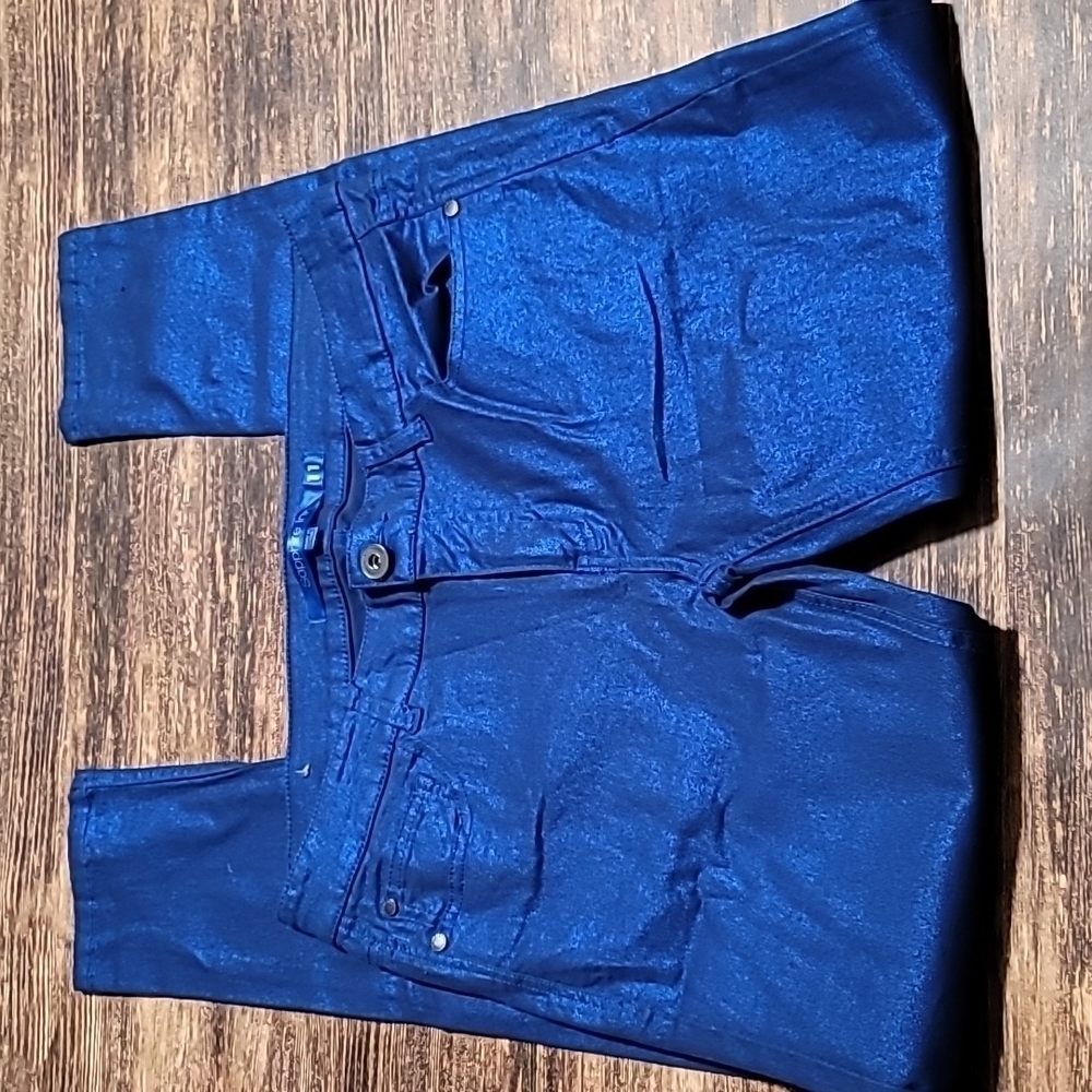 SAPPHIRE INK Pants Jeans Royal Blue Metallic /Iridescent Size 11 - Picture 2 of 9